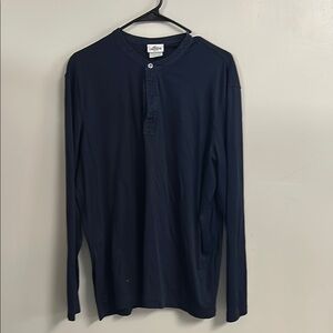 Navy Blue Long Sleeve Henley Shirt